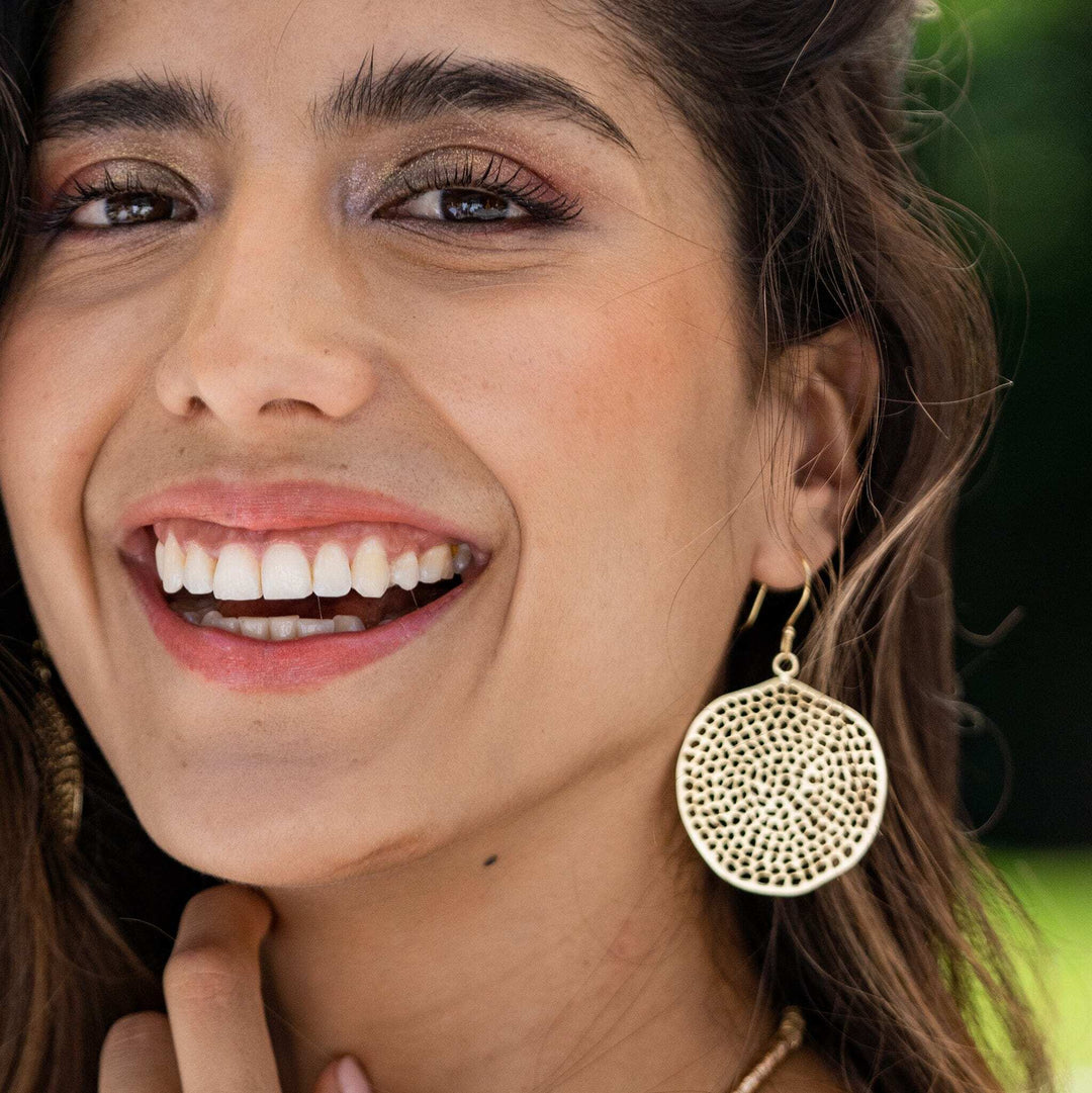 Ink + Alloy Earrings Gretchen Large Circle With Holes Earrings - Brass