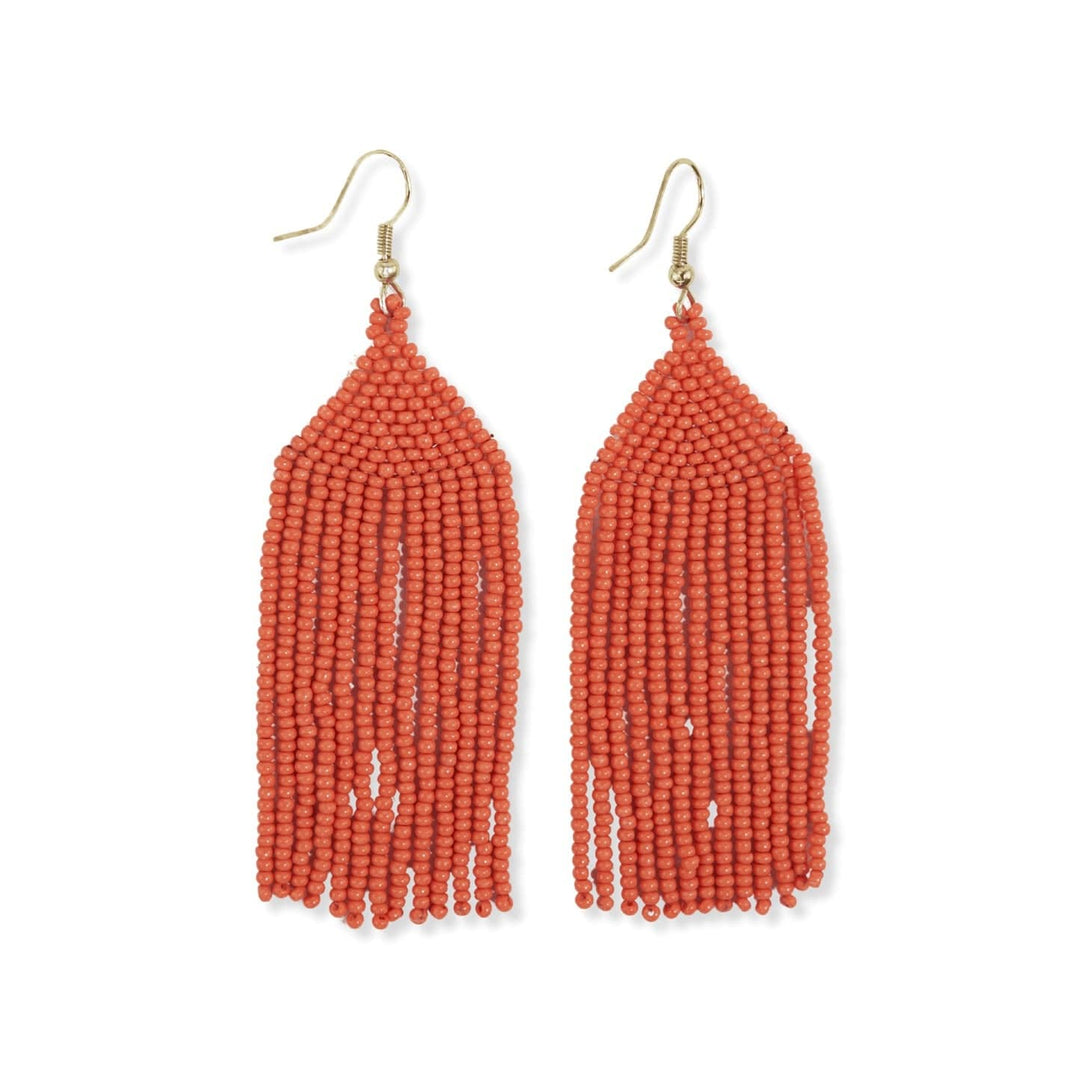 Ink + Alloy Earrings Michele Solid Beaded Fringe Earrings - Coral