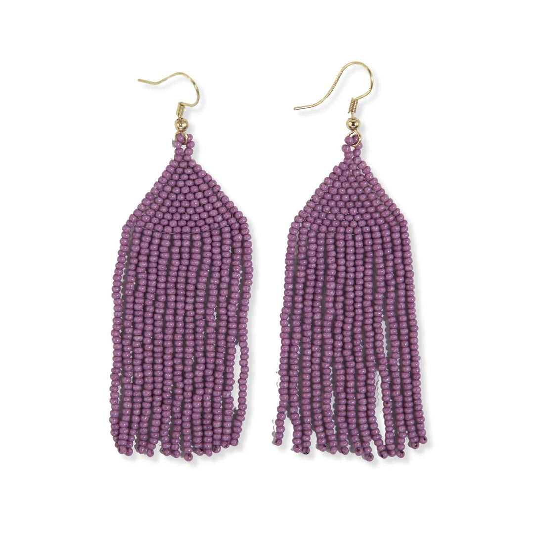 Ink + Alloy Earrings Michele Solid Beaded Fringe Earrings - Lilac