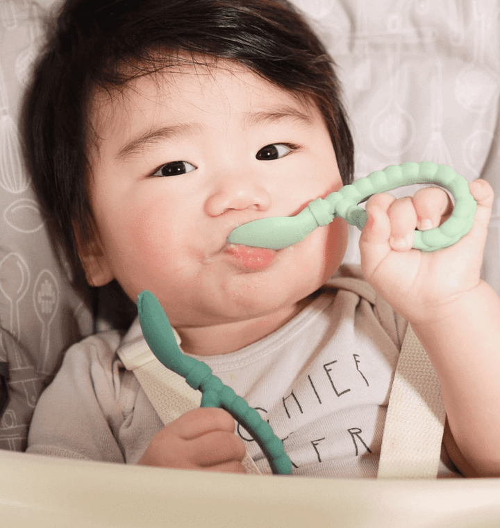 Itzy Ritzy Feeding Sweetie Spoons - Silicone Baby Fork + Spoon Set