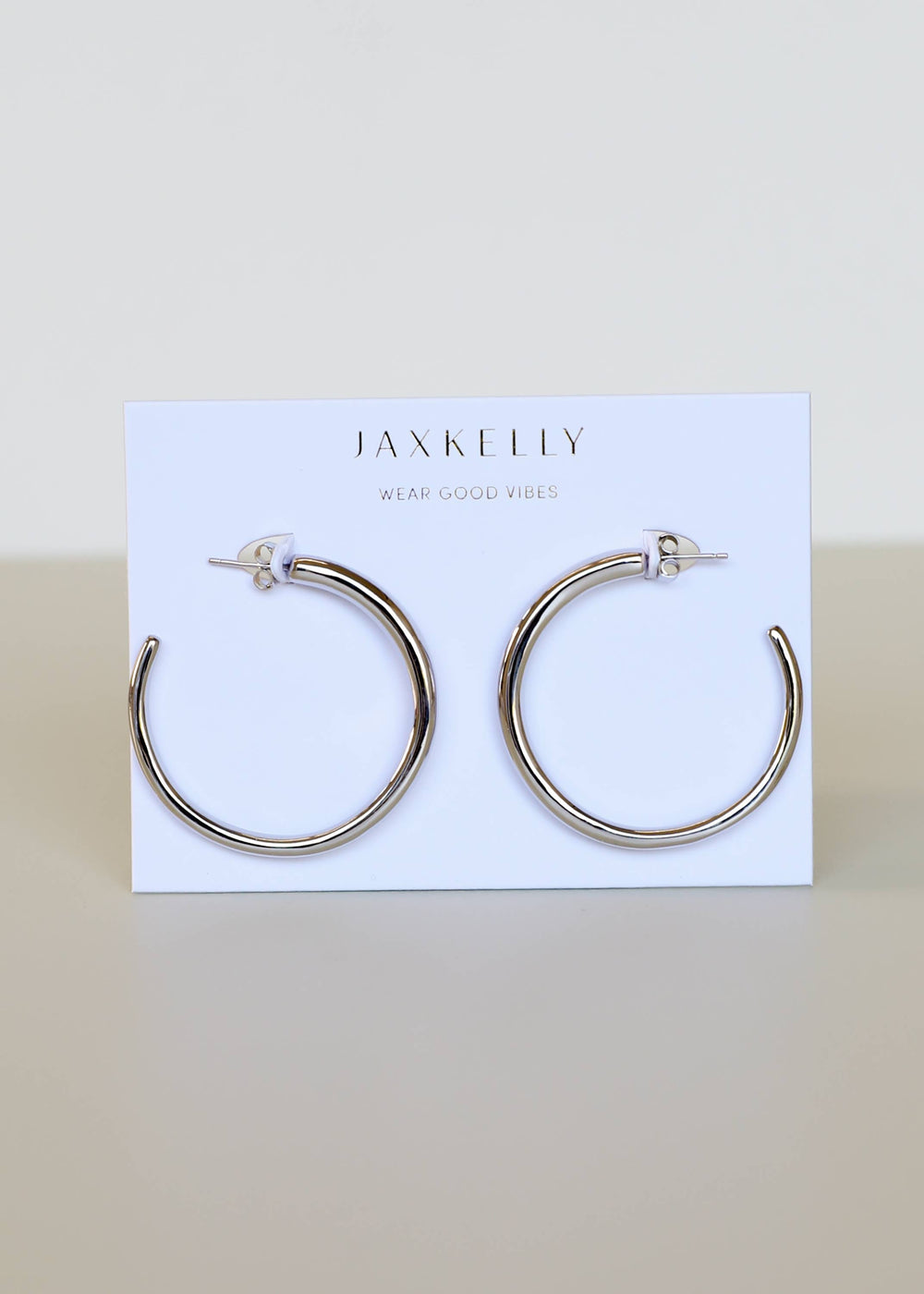 JaxKelly Earrings Everyday Silver Hoop - Large