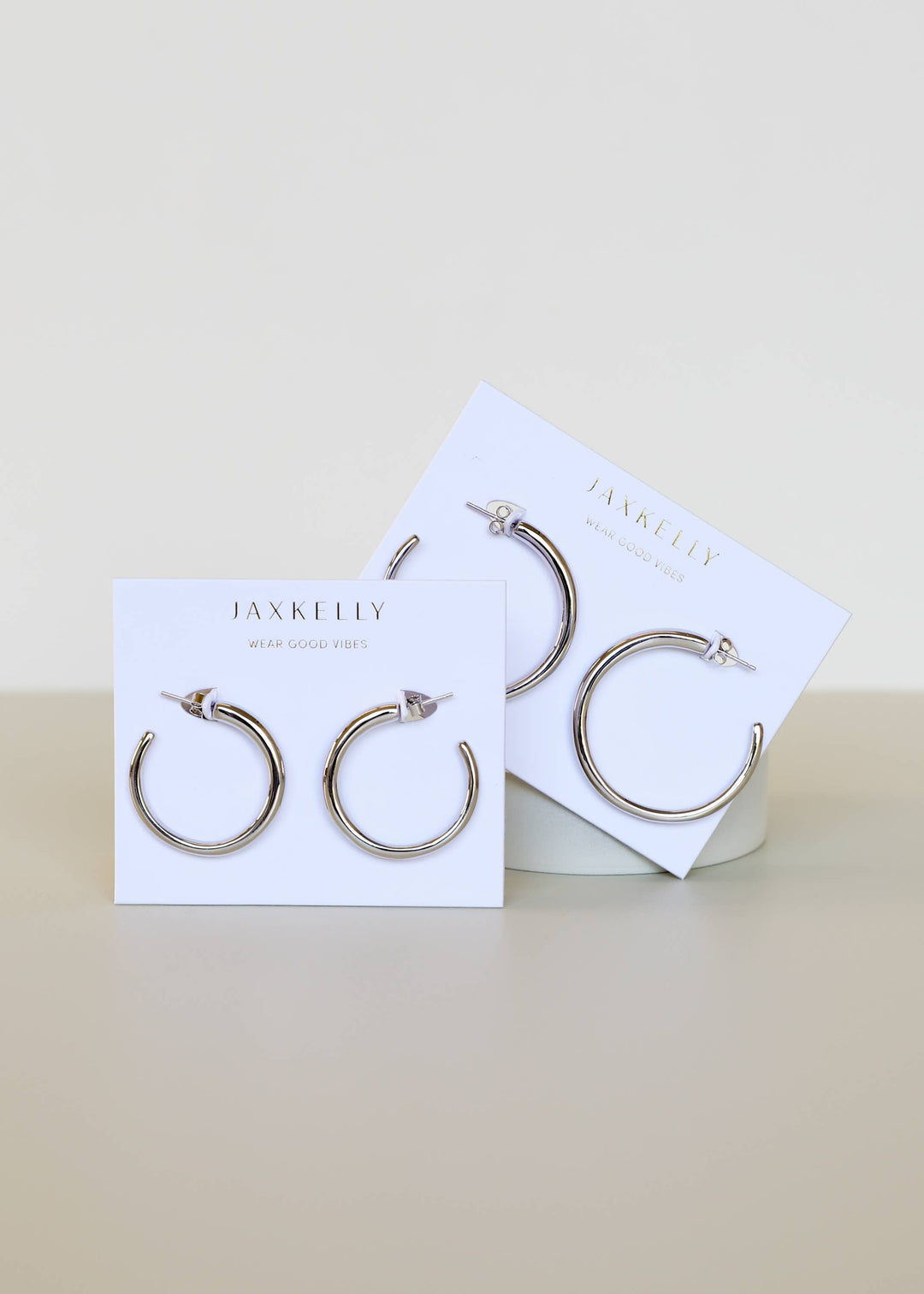 JaxKelly Earrings Everyday Silver Hoop - Medium
