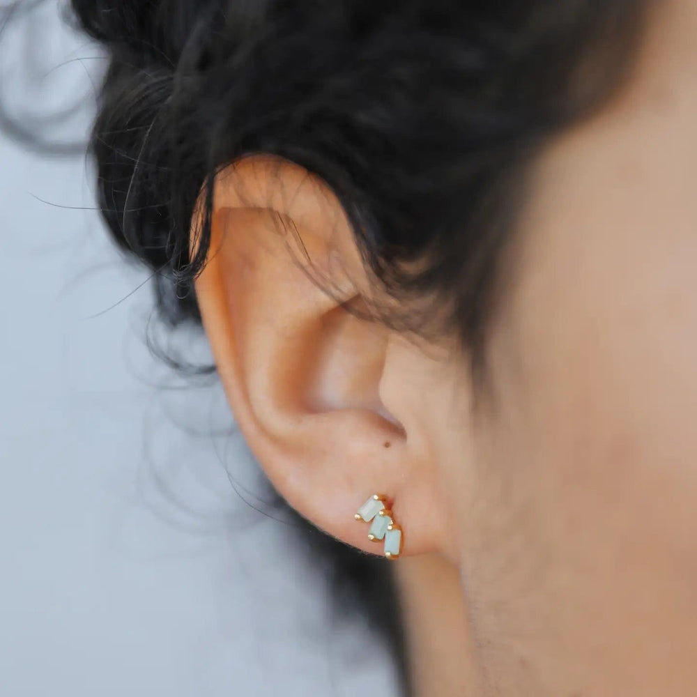 JaxKelly Earrings Offset Trio - Amazonite - Earring