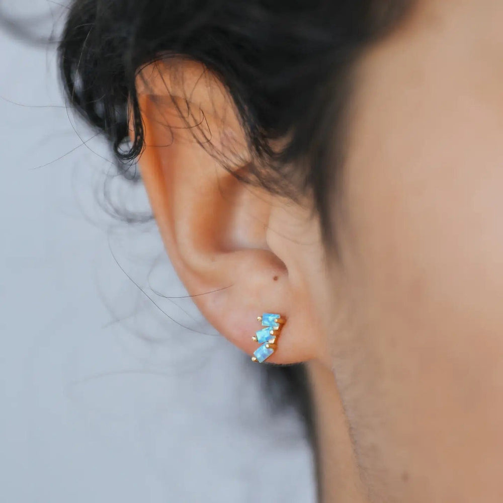 JaxKelly Earrings Offset Trio - Opal - Earring
