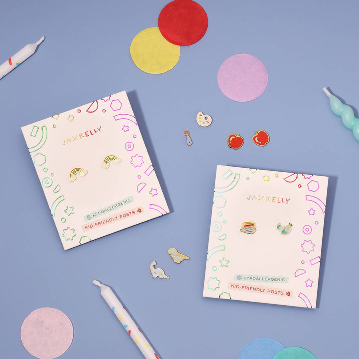 JaxKelly Fashion Apple Enamel Flat Back Kids Earrings