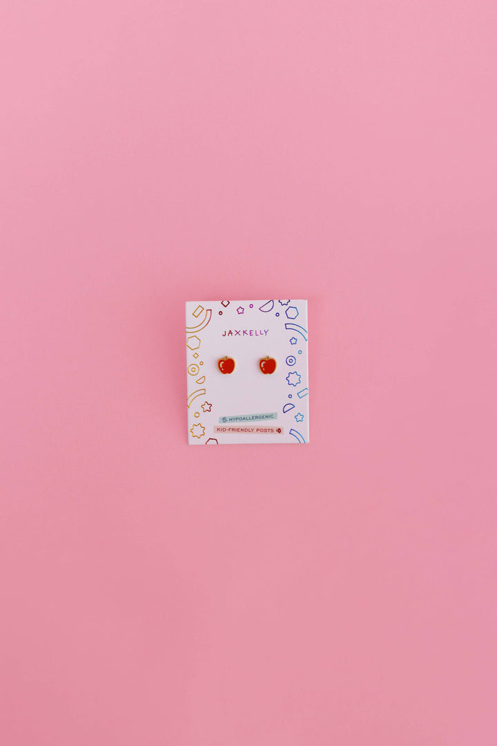 JaxKelly Fashion Apple Enamel Flat Back Kids Earrings