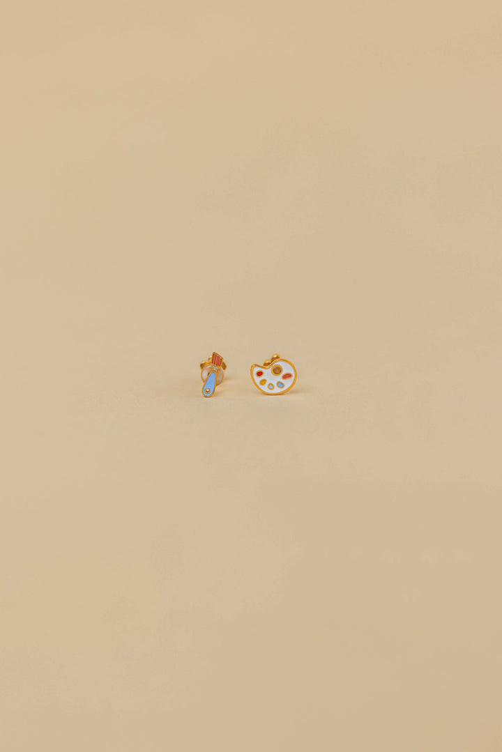 JaxKelly Fashion Artist Palette Enamel Flat Back Earrings