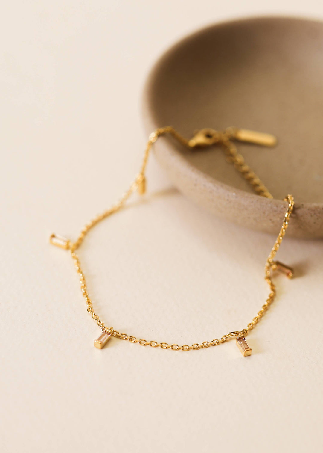 JaxKelly Fashion Baguette Champagne Drop Anklet - 18k Gold Plated