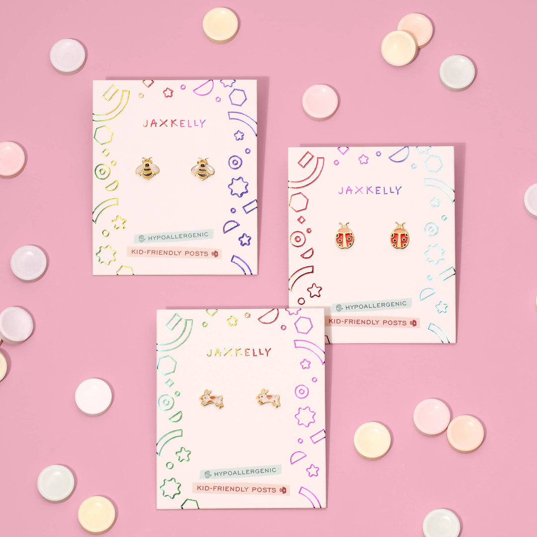 JaxKelly Fashion Bumble Bee Enamel Flat Back Kids Earrings