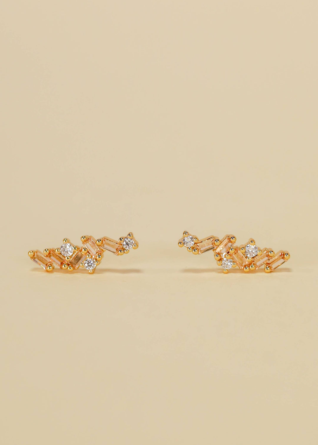 JaxKelly Fashion Cascading Baguette Drop - Gold Earrings