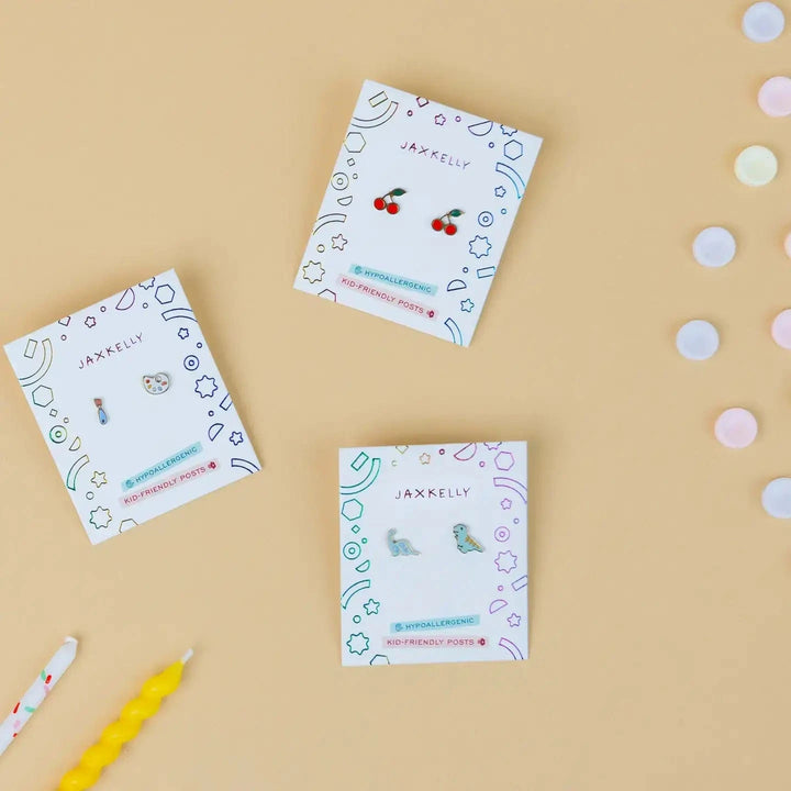 JaxKelly Fashion Dinosaur Enamel Flat Back Kids Earrings