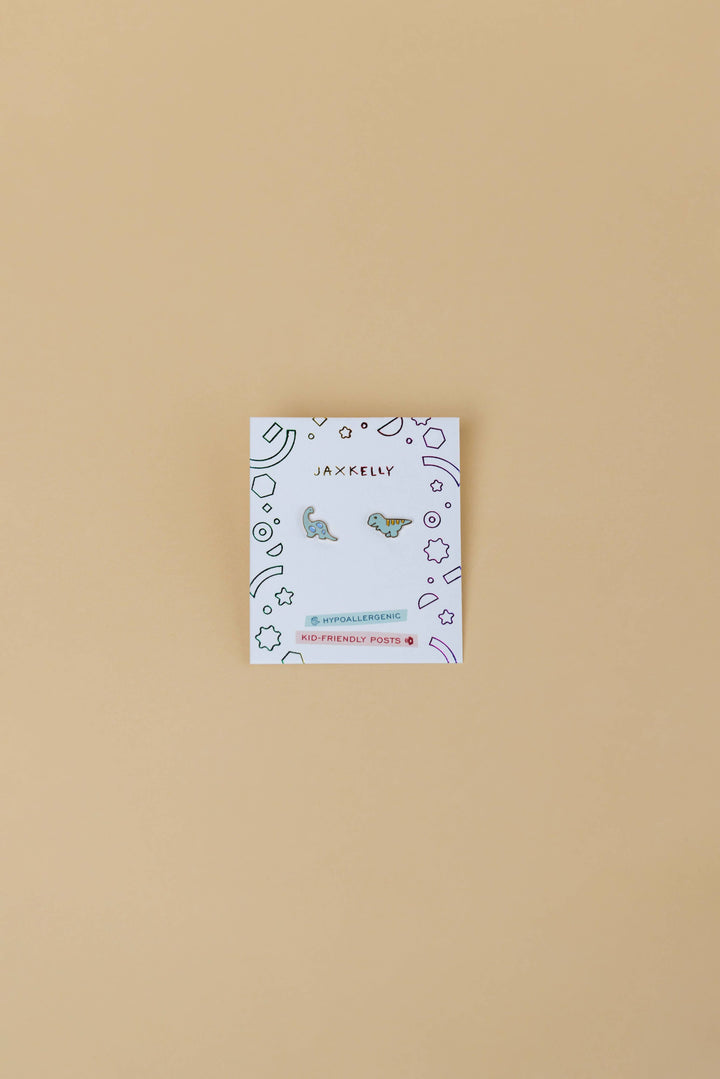 JaxKelly Fashion Dinosaur Enamel Flat Back Kids Earrings