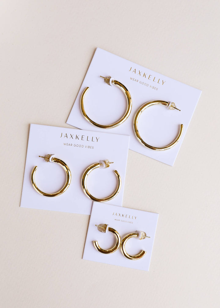 JaxKelly Fashion Gold Hoop - Smooth - Earrings