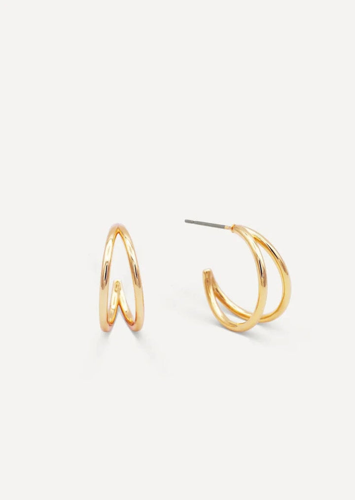 JaxKelly Fashion Illusion Double Hoop - Gold Earrings