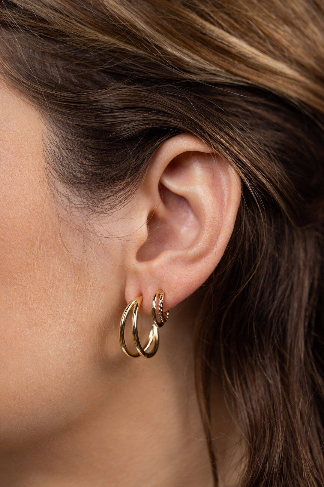 JaxKelly Fashion Illusion Double Hoop - Gold Earrings