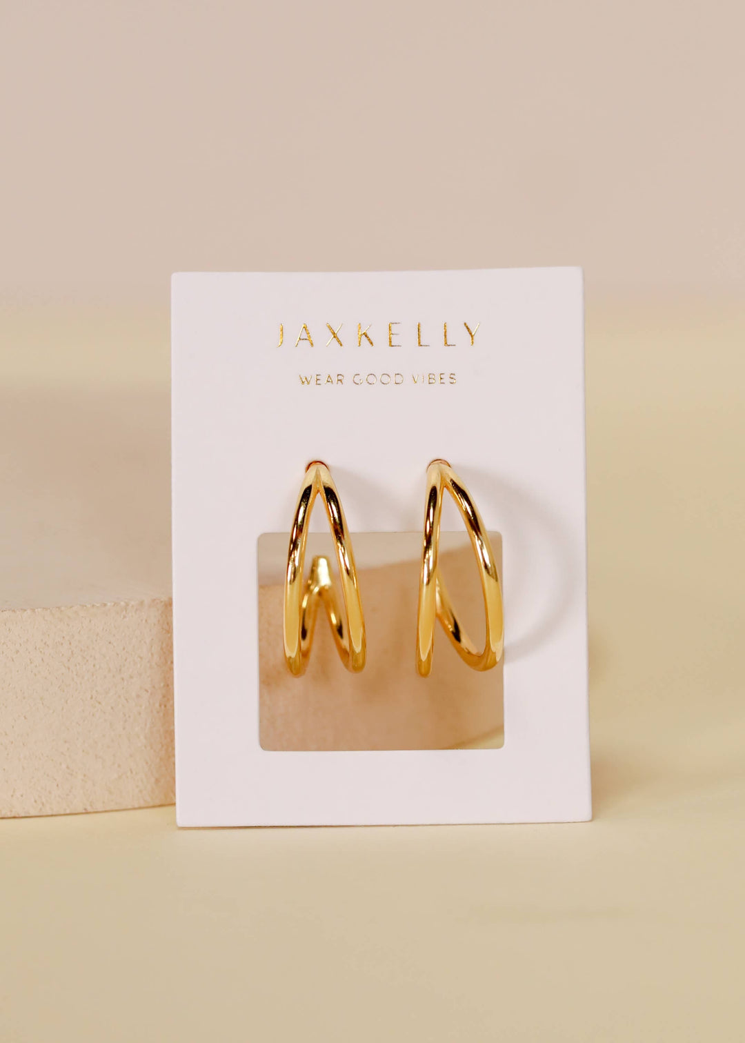 JaxKelly Fashion Illusion Double Hoop - Gold Earrings