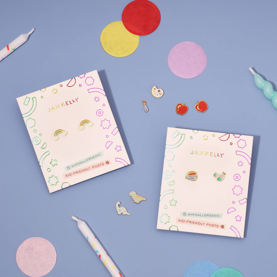 JaxKelly Fashion Rainbow Enamel Flat Back Kids Earrings