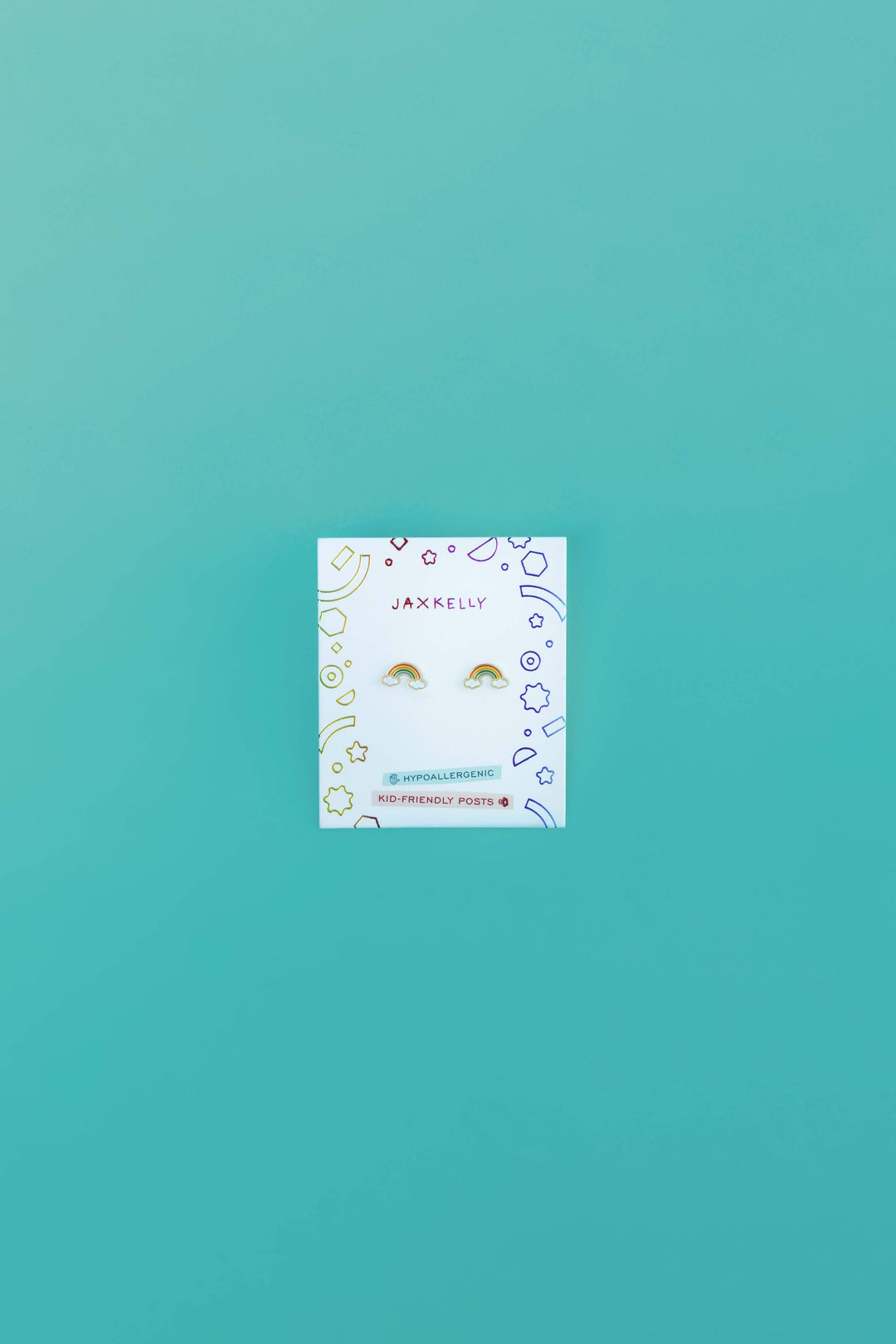 JaxKelly Fashion Rainbow Enamel Flat Back Kids Earrings