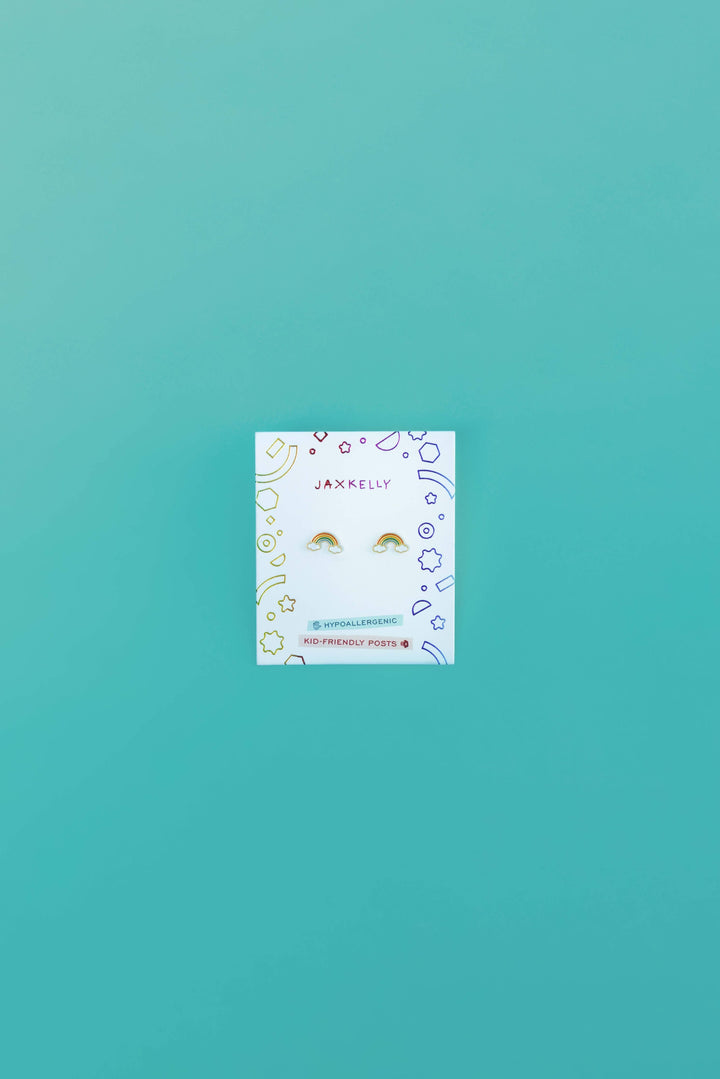 JaxKelly Fashion Rainbow Enamel Flat Back Kids Earrings
