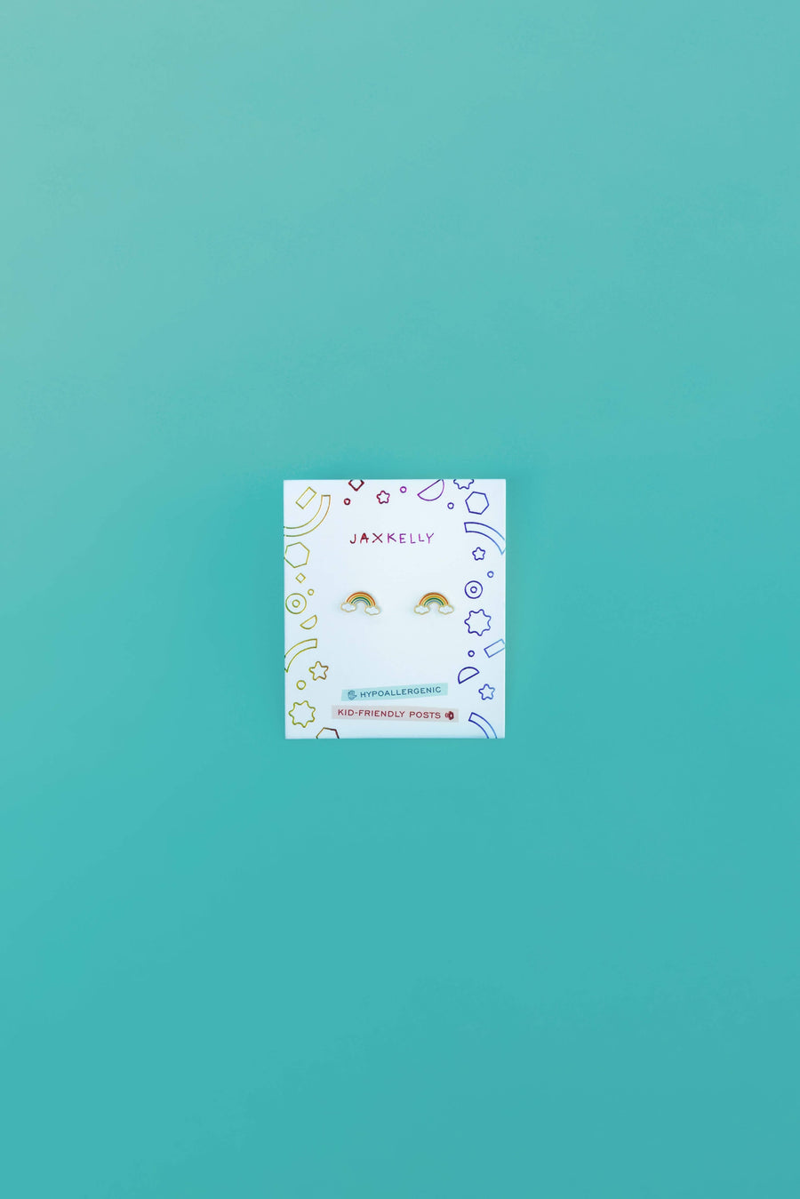 JaxKelly Fashion Rainbow Enamel Flat Back Kids Earrings