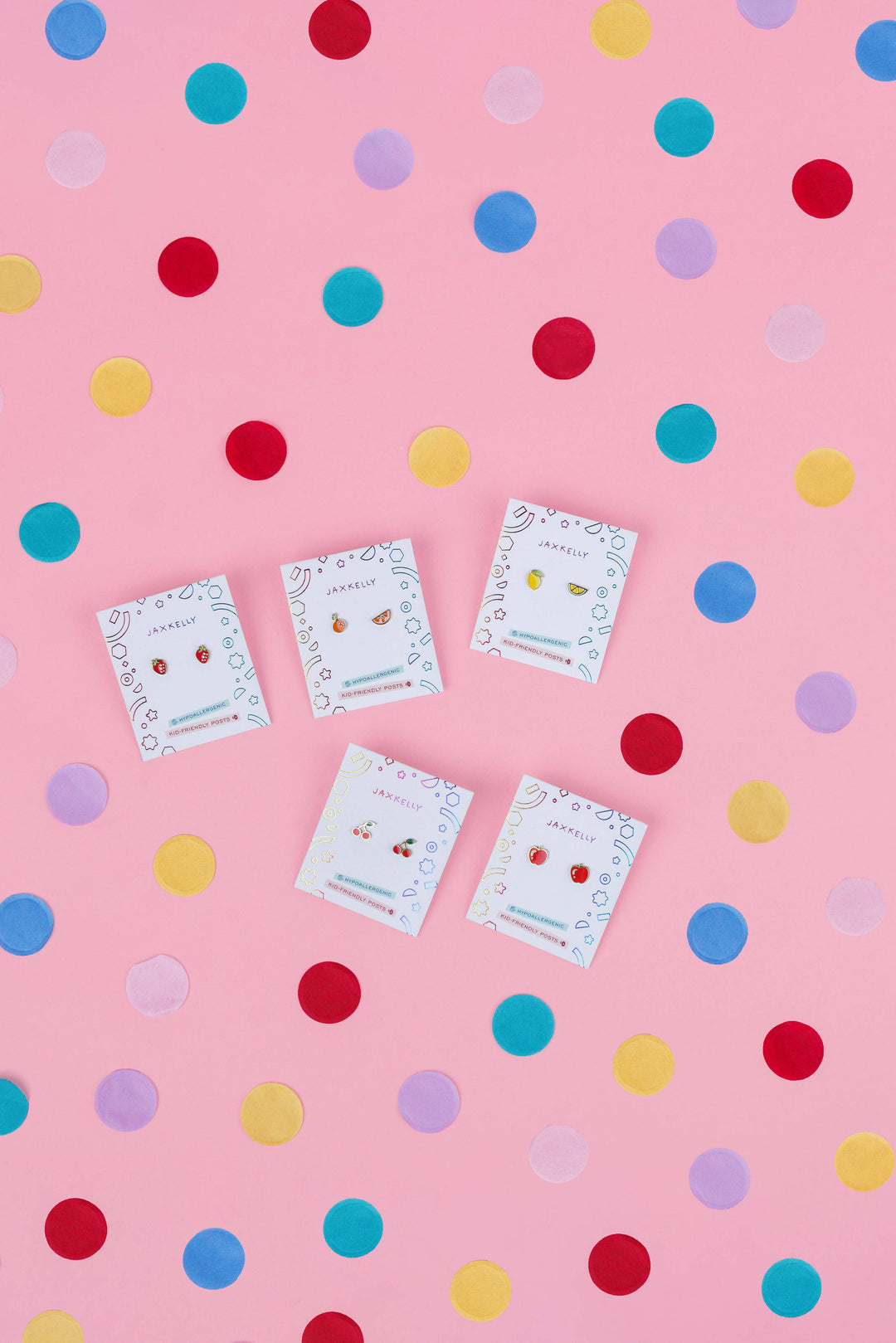 JaxKelly Fashion Strawberry Enamel Flat Back Kids Earrings