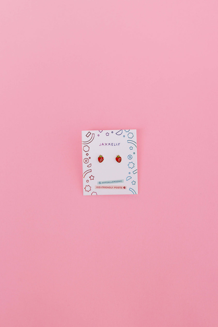 JaxKelly Fashion Strawberry Enamel Flat Back Kids Earrings