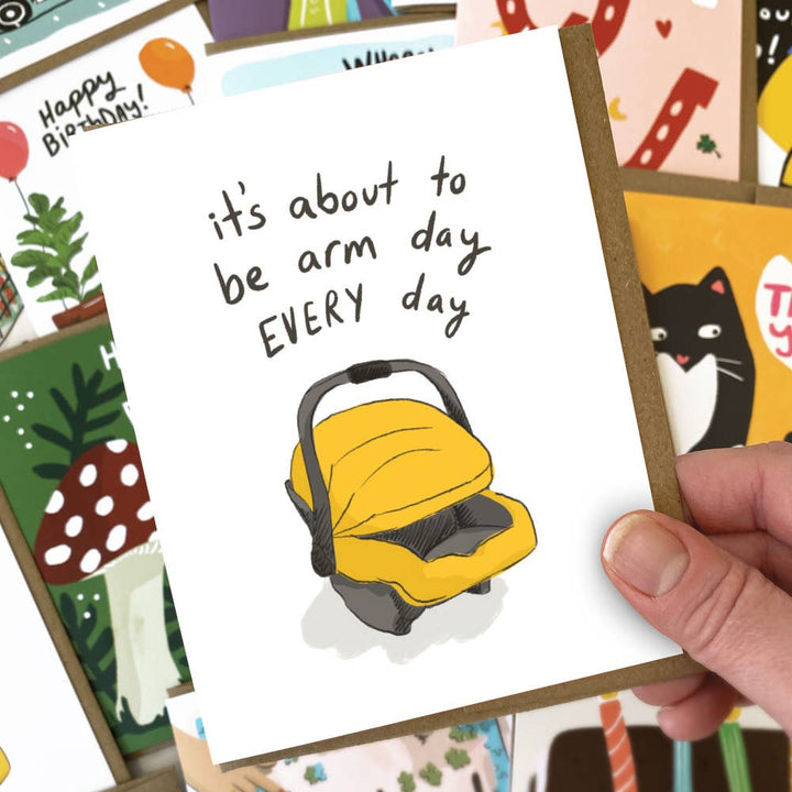 Kat French Design Cards Arm Day Funny Baby Card