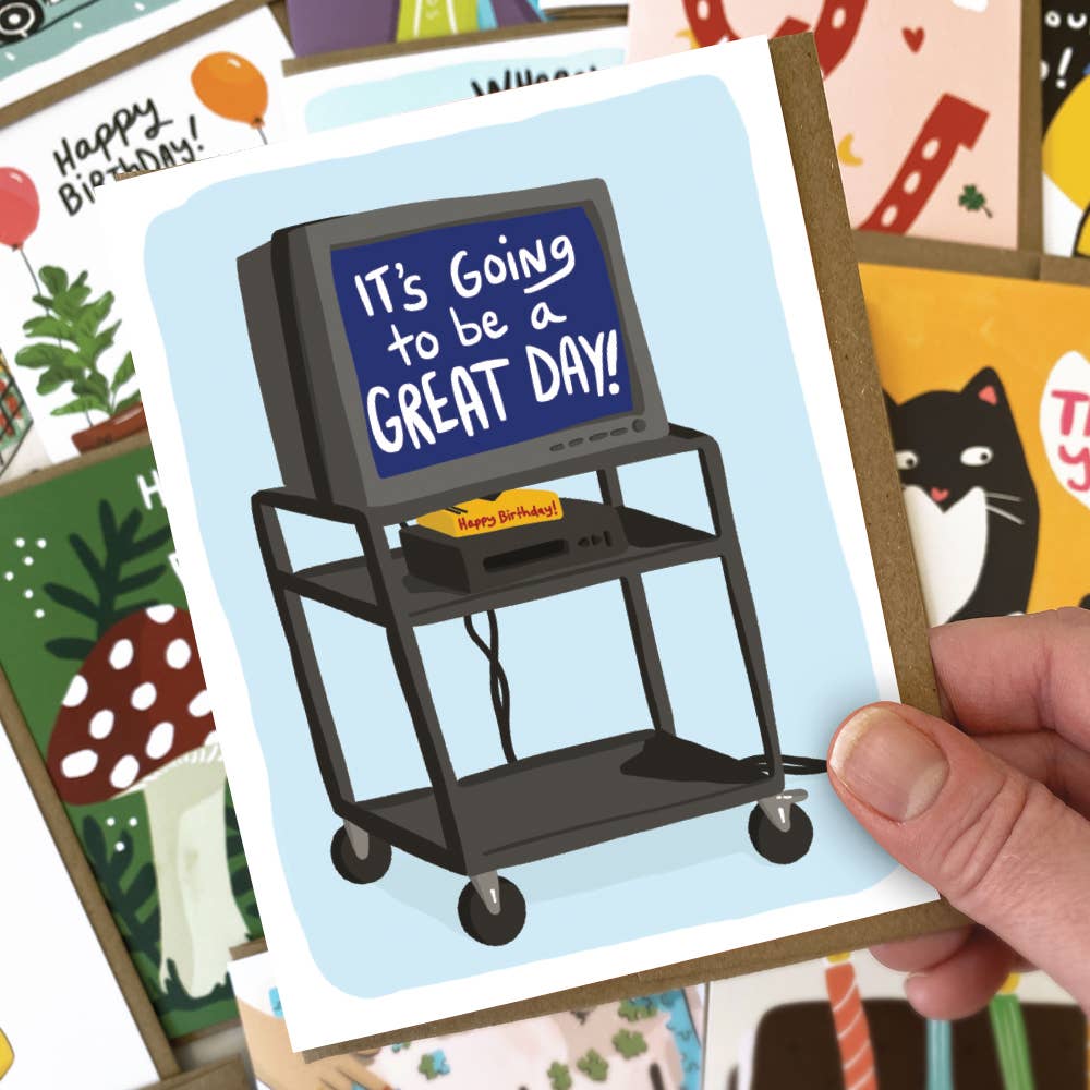 Kat French Design Cards TV Cart Birthday Card