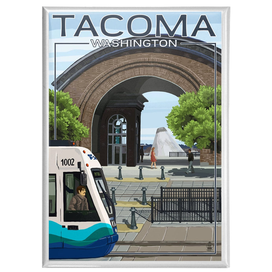Lantern Press Magnet Tacoma, Washington, Lightrail and Arch Magnet