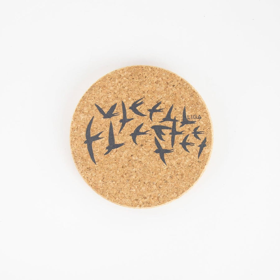Liga Coasters Printed Cork Coaster - Swallows Grey
