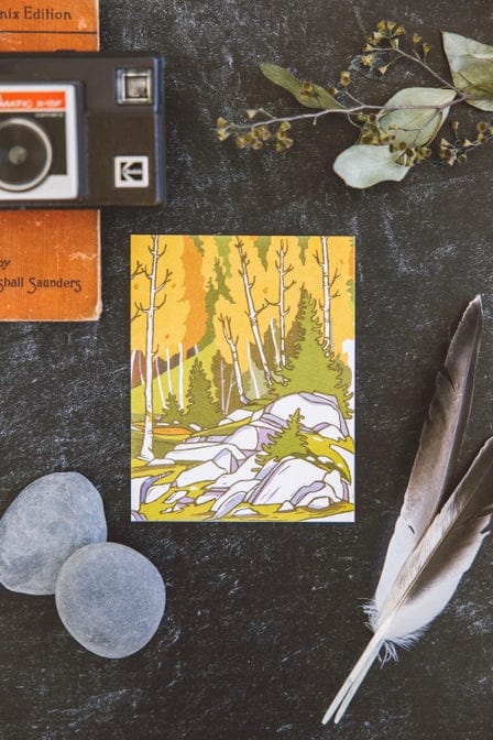 Little Green Card Fall Aspen Landscape Blank Card