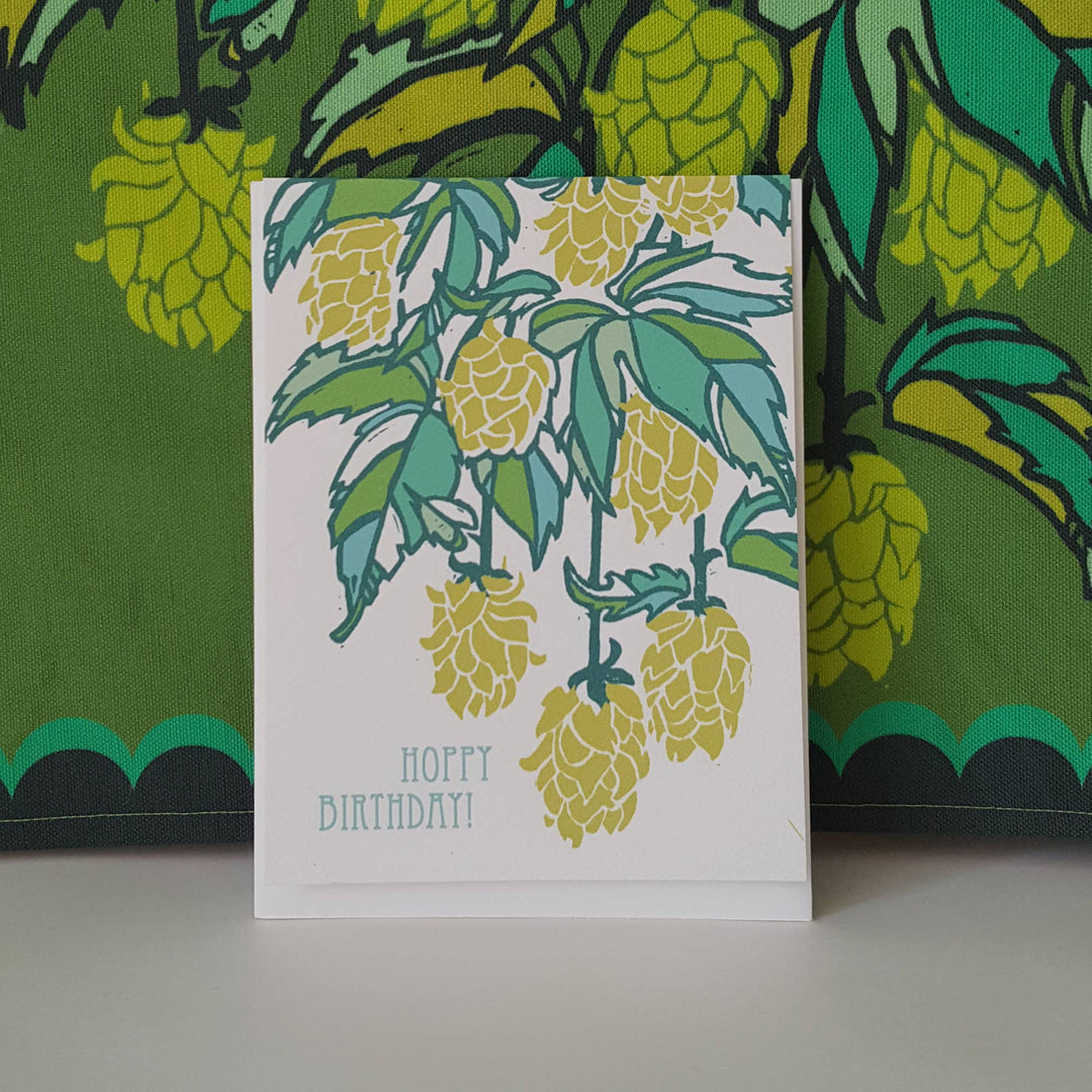 Little Green Card Hoppy Birthday Beer Hops Greeting Card