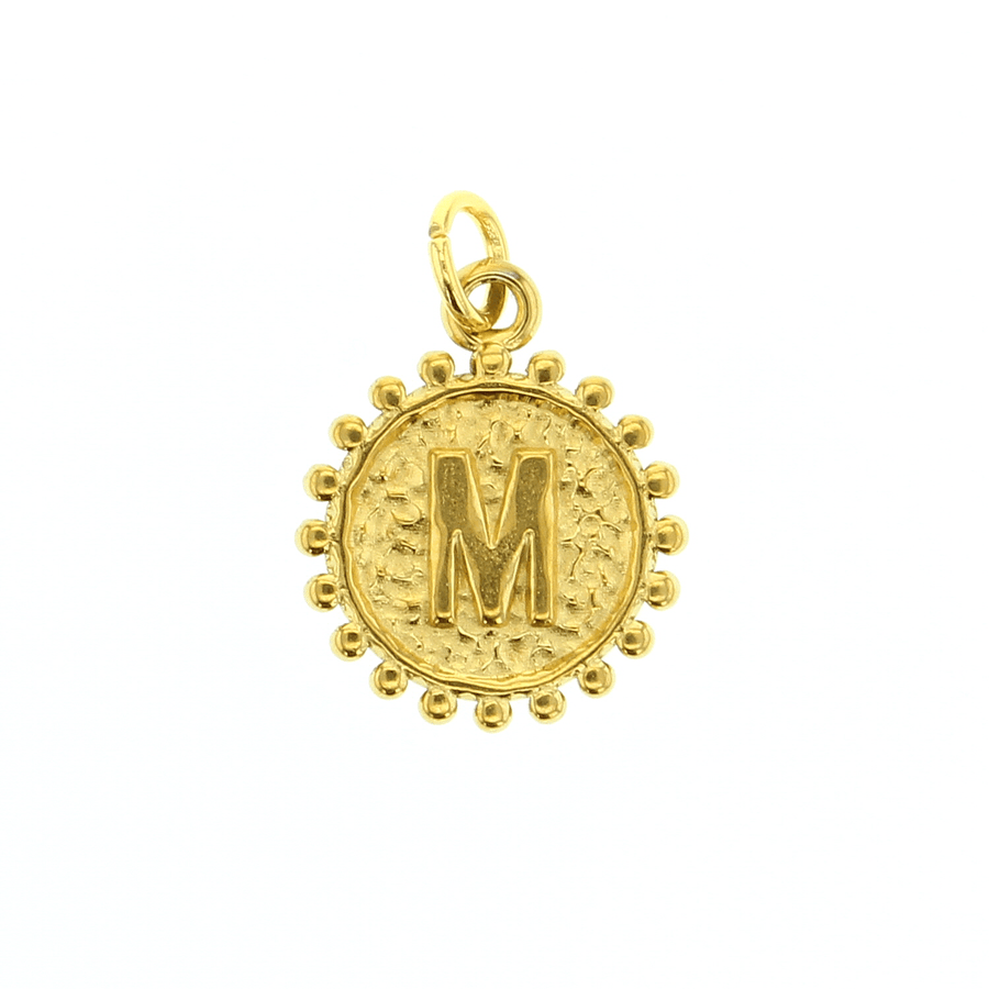 Lotus Jewelry Studio Fashion Gold Letter Charm - Milgrain Medallion