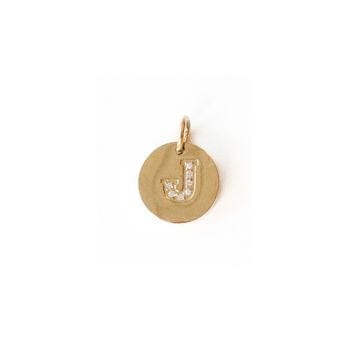 Lotus Jewelry Studio Fashion Gold Letter Charm - Round Disc w/CZ