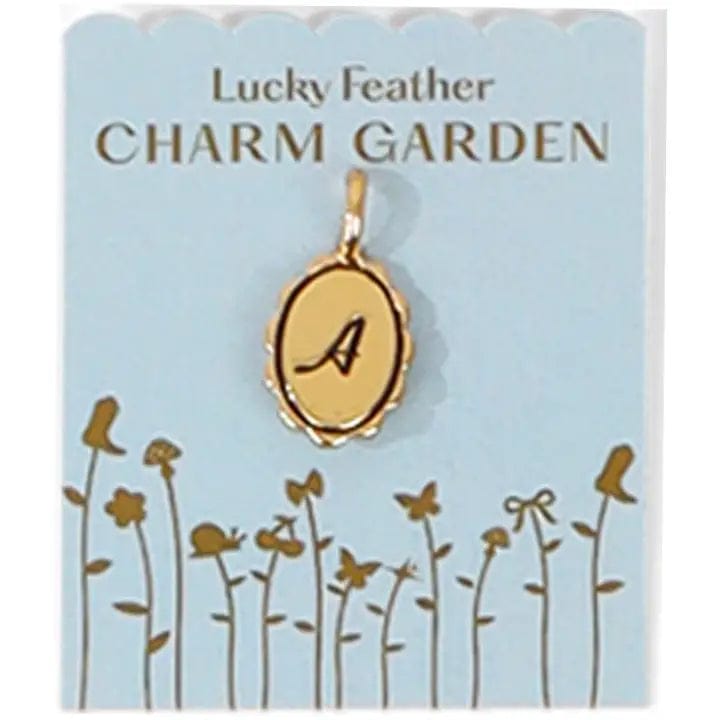 Lucky Feather Charm A Charm Garden - Scalloped Gold Initial Charm