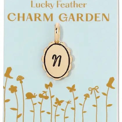 Lucky Feather Charm Charm Garden - Scalloped Gold Initial Charm