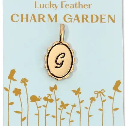 Lucky Feather Charm Charm Garden - Scalloped Gold Initial Charm
