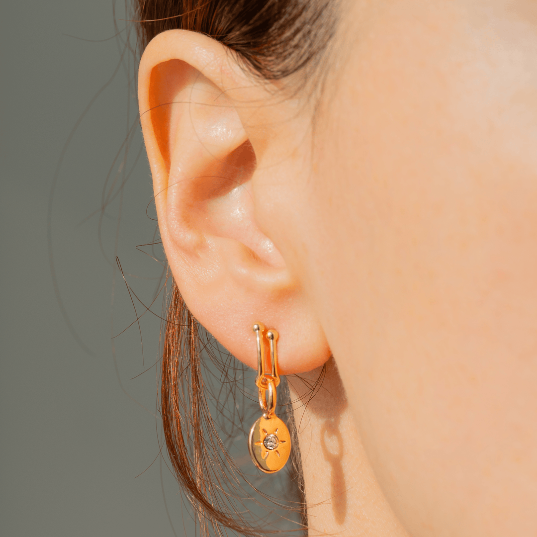 Lucky Feather Fashion Add-A-Charm Gold Hoop Earrings