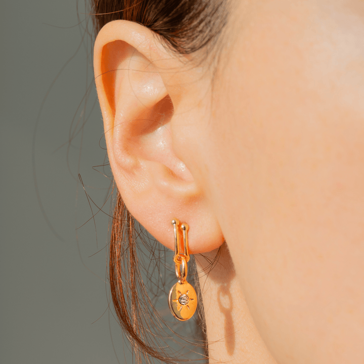 Lucky Feather Fashion Add-A-Charm Gold Hoop Earrings