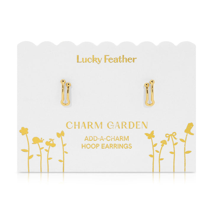 Lucky Feather Fashion Add-A-Charm Gold Hoop Earrings