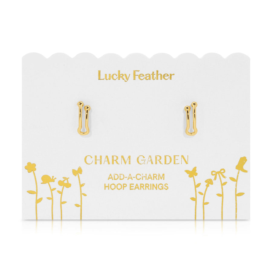 Lucky Feather Fashion Add-A-Charm Gold Hoop Earrings