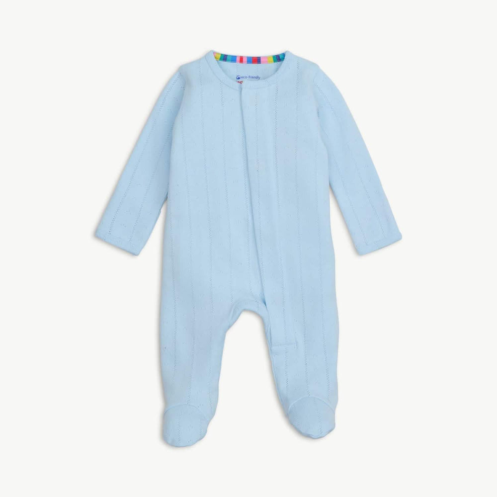 Magnetic Me Baby Love Lines Blue Organic Cotton Pointelle Magnetic Parent Favorite Footie