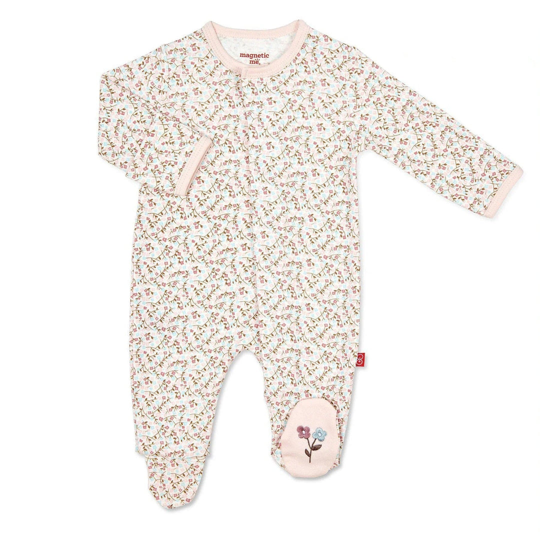 Magnetic Me Pajamas Bedford Floral Organic Cotton Magnetic Footie