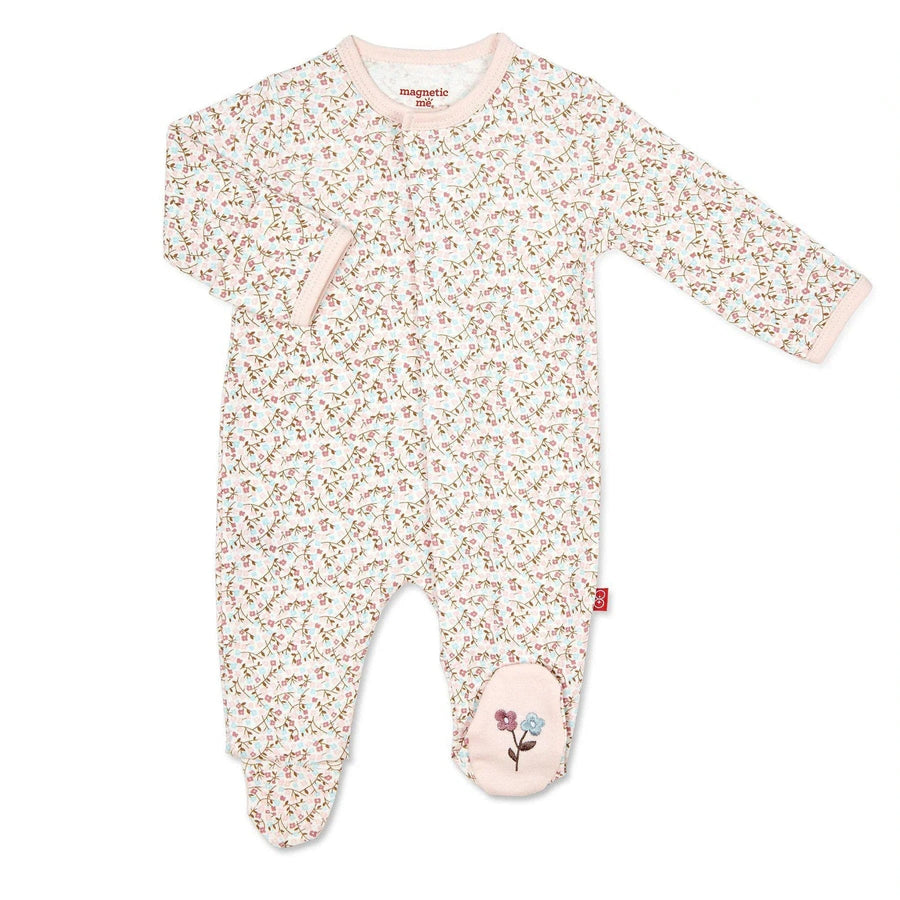 Magnetic Me Pajamas Bedford Floral Organic Cotton Magnetic Footie