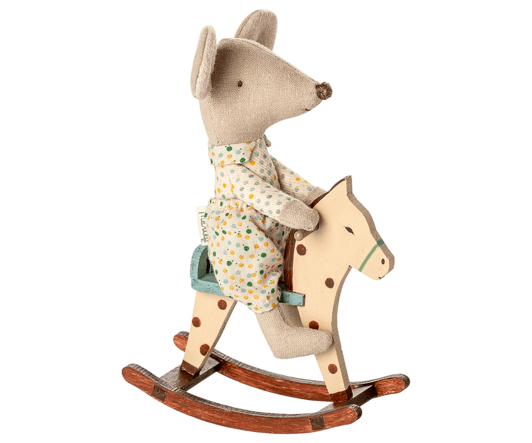 Maileg Baby Rocking horse, Mouse - Spotted | Maileg