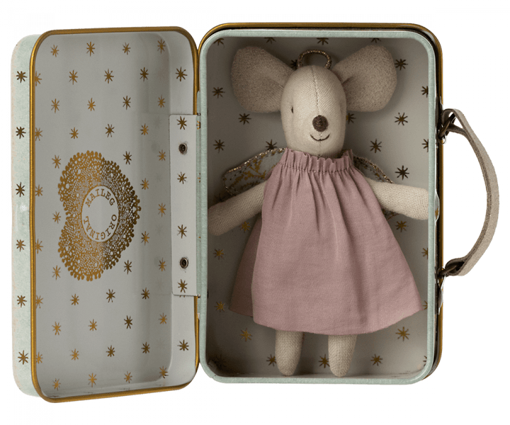 Maileg Dollhouse Angel Mouse in Suitcase, Little Mouse | Maileg