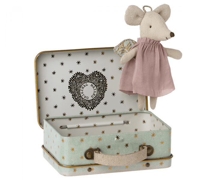 Maileg Dollhouse Angel Mouse in Suitcase, Little Mouse | Maileg