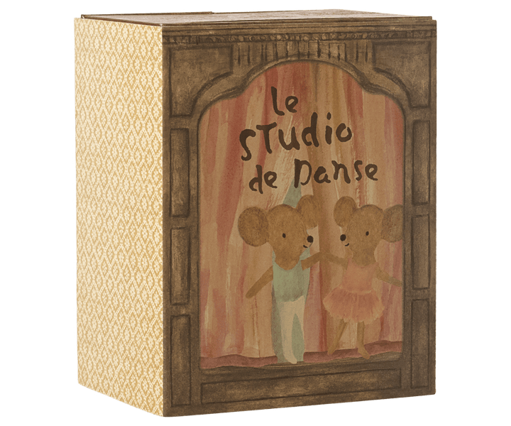 Maileg Dollhouse Ballet mice in dance studio, Little sister and brother | Maileg