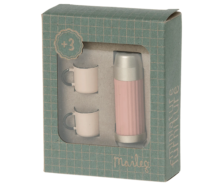 Maileg Dollhouse Thermos and Cups - Coral | Maileg