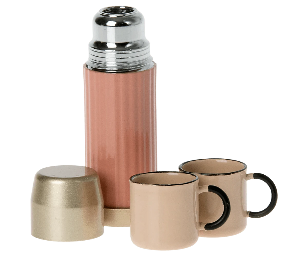 Maileg Dollhouse Thermos and Cups - Coral | Maileg